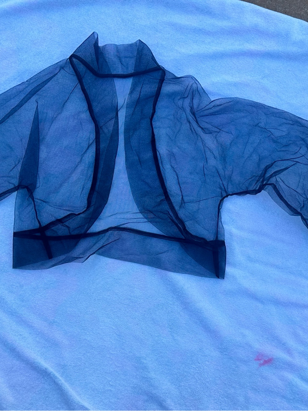 Elegant Sheer Navy Chiffon Bolero Jacket from Light in Box